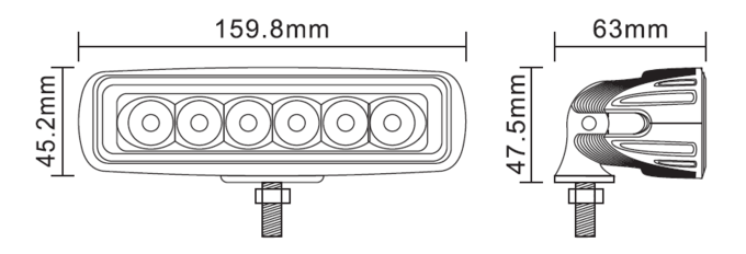 Ελαφρύς φραγμός IP69k 30W 6000K 0 ορθογώνιων 6 οδηγήσεων ίντσας πλημμυρών μίνι